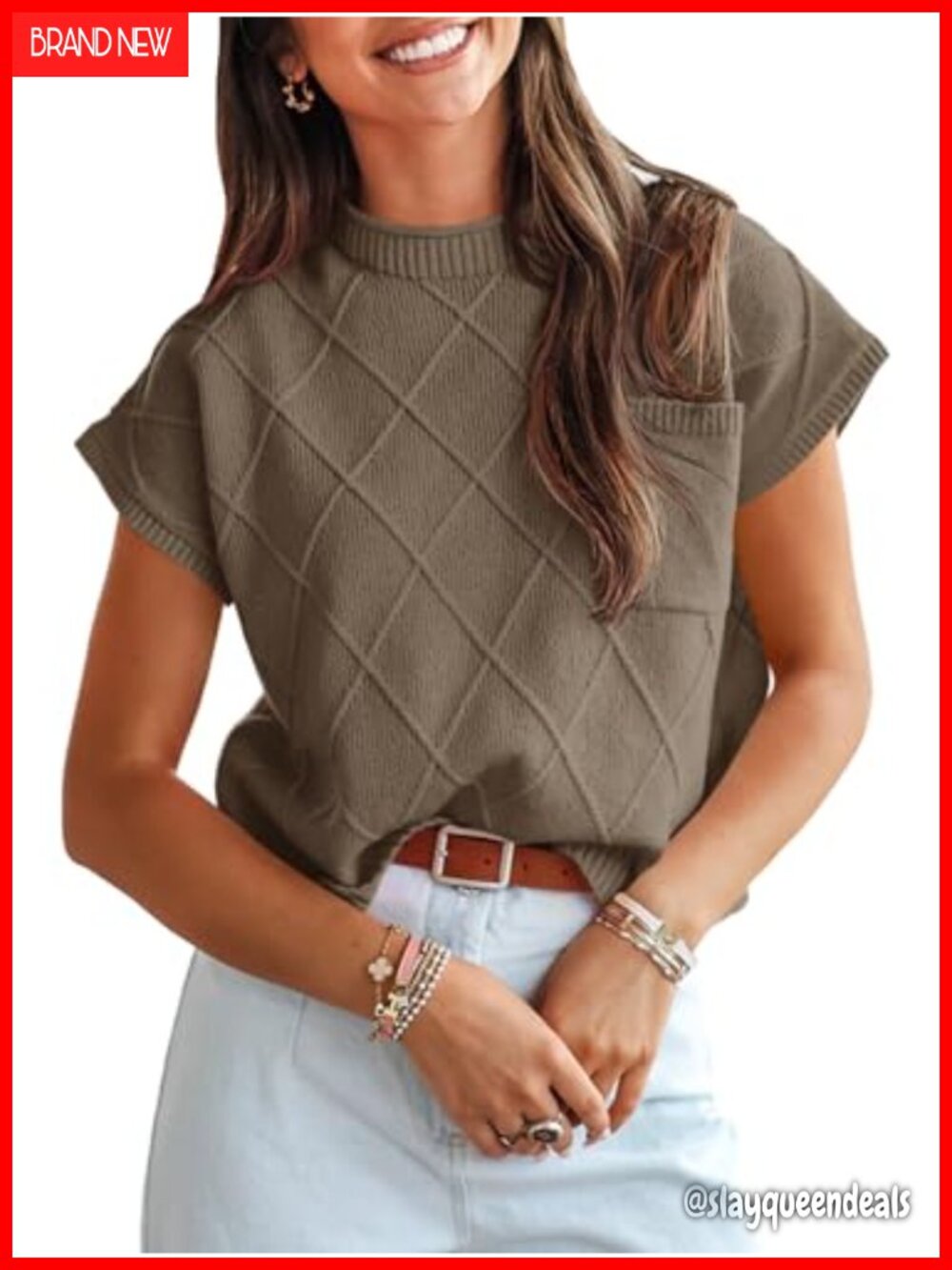 Mock Neck Cap Sleeve Knit Sweater Vest Casual Loose Pullover Work Tank Top